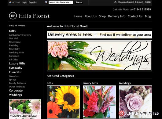 Hills Florist - Sites feitos em Magento